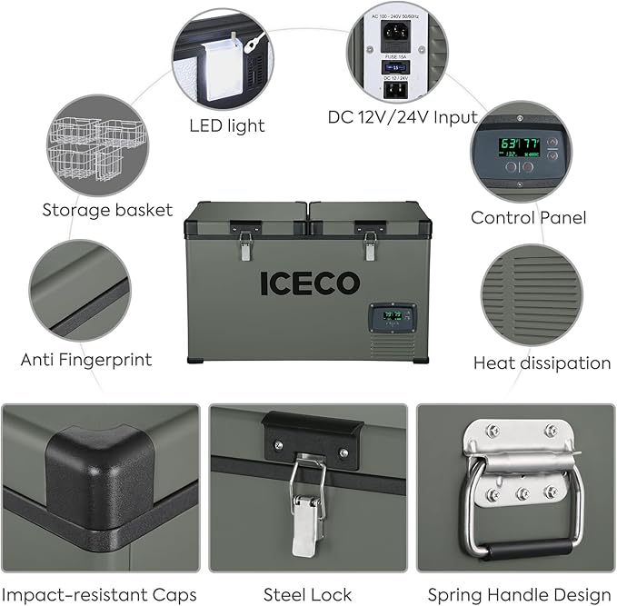 ICECO VL60 Dual Zone Metal Freezer with Cover 60LT