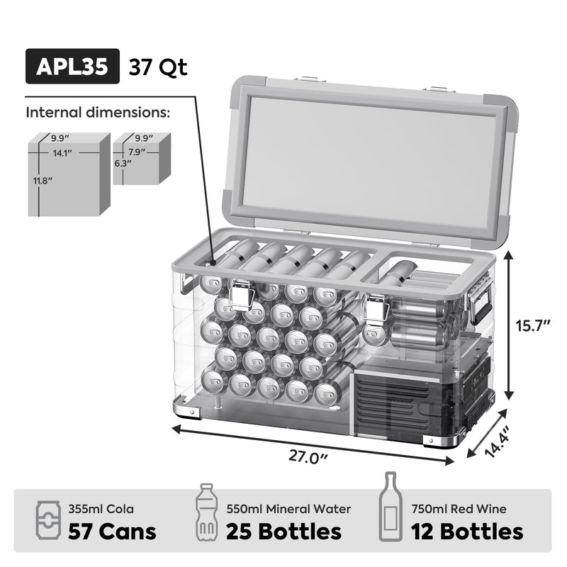 ICECO APL35 Dual Zone Aluminum Silver Fridge 35 LT