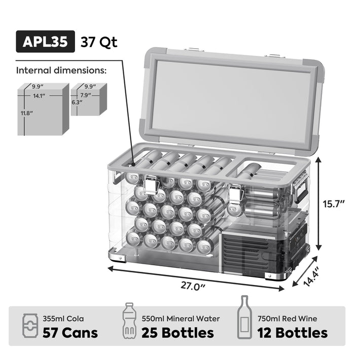ICECO APL35 Dual Zone Aluminum Silver Fridge 35 LT