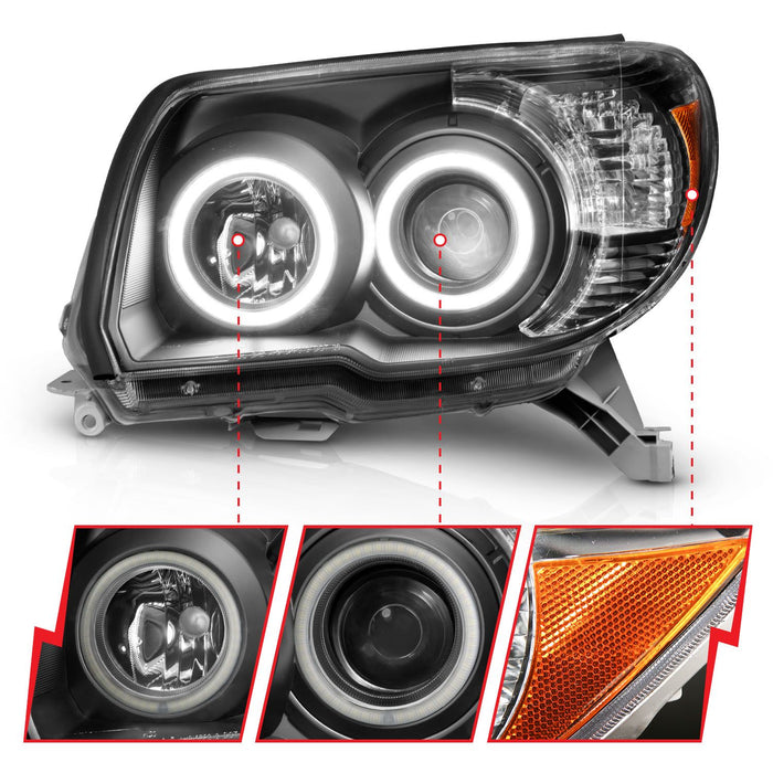 Anzo Projector Black Headlights RX Halo For 4Runner (2006-2009)