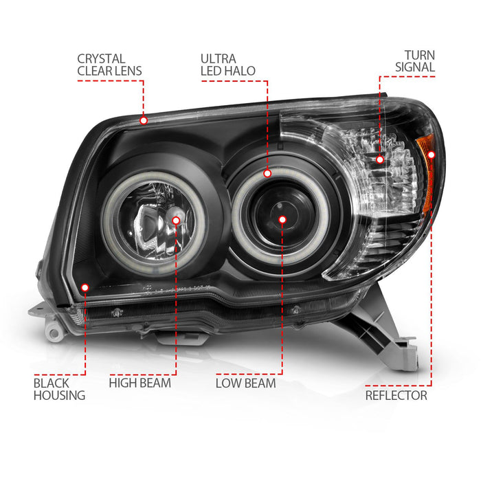 Anzo Projector Black Headlights RX Halo For 4Runner (2006-2009)