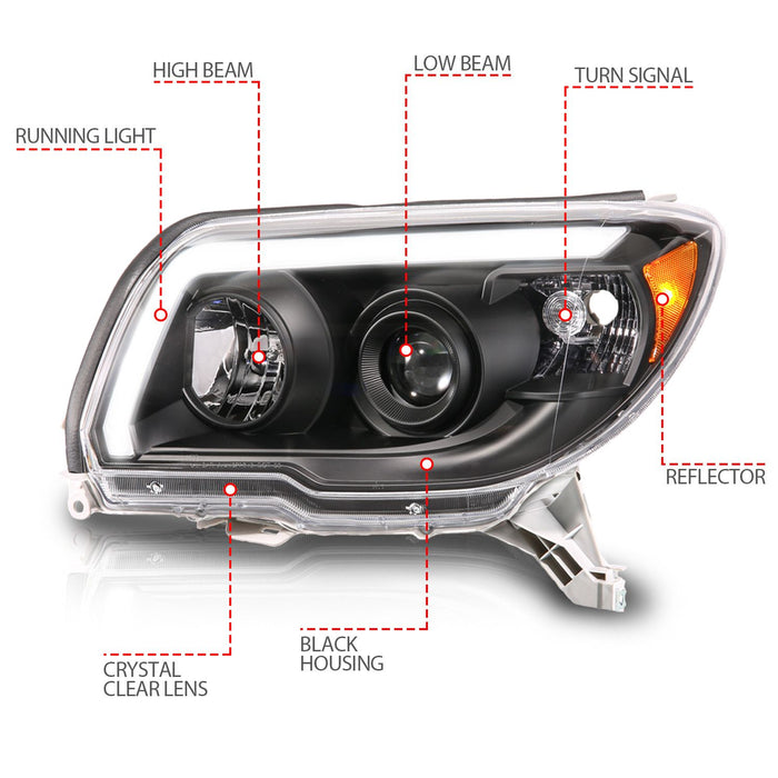 Anzo Projector Headlights Plank Style Black For 4Runner (2006-2009)