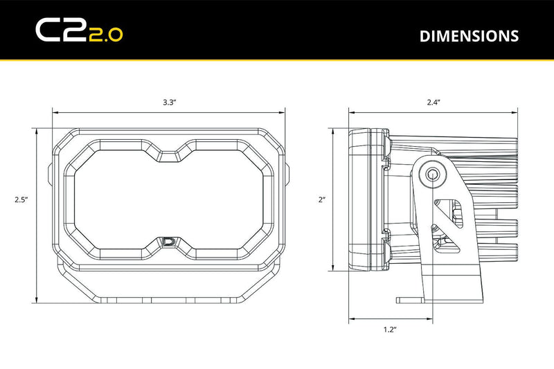 Diode Dynamics C2 2.0 SAE Yellow Max LED Pod (pair)