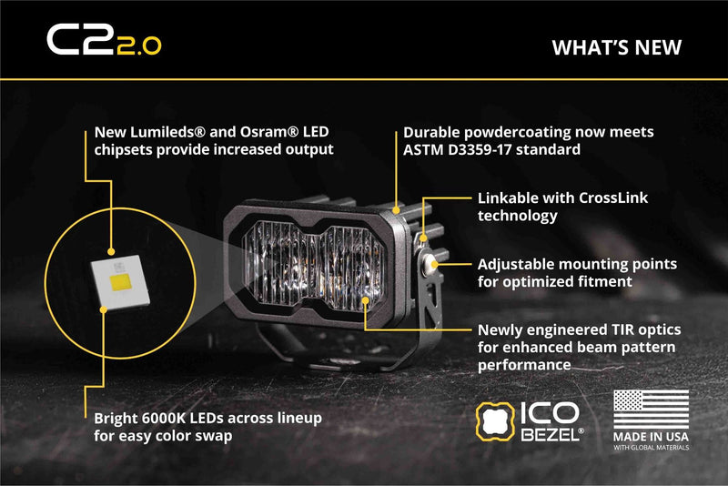 Diode Dynamics C2 2.0 SAE Yellow Max LED Pod (pair)