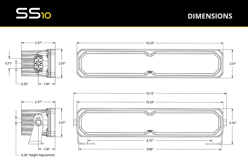 Diode Dynamics SS10 SAE/DOT Yellow LED Light Bar For 4Runner