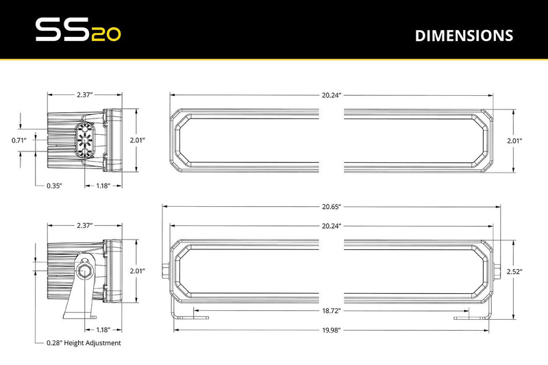 Diode Dynamics SS20 White LED Light Bar For 4Runner