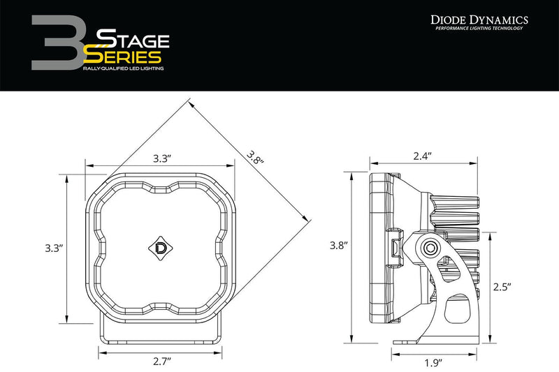 Diode Dynamics SS3 SAE Yellow Sport LED Pod (pair)
