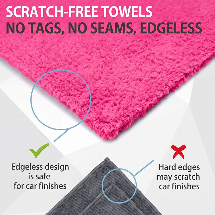 WASH&WHIPS Edgeless Microfiber Coral Fleece with Ultrasonic Edge 3 Pack