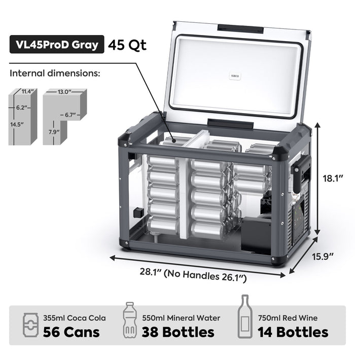 ICECO VL45ProD Dual Zone Portable Freezer Black