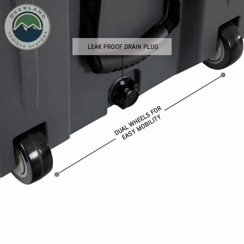 Overland Vehicle Systems D.B.S. Dark Grey 169 QT Dry Box W/Wheels, Drain & Bottle Opener