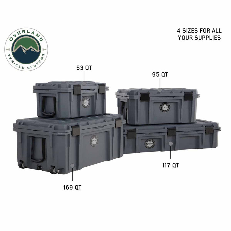 Overland Vehicle Systems D.B.S. Dark Grey 169 QT Dry Box W/Wheels, Drain & Bottle Opener