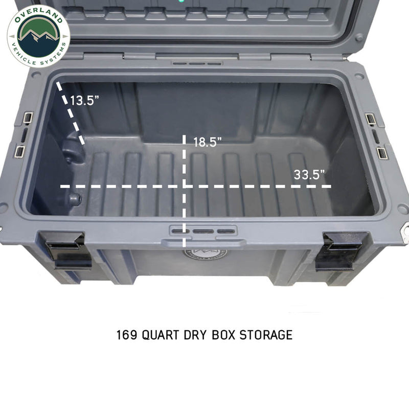 Overland Vehicle Systems D.B.S. Dark Grey 169 QT Dry Box W/Wheels, Drain & Bottle Opener