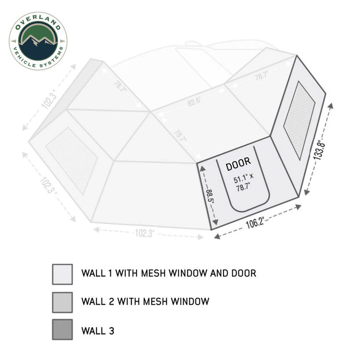 Overland Vehicle Systems HD Nomadic 270 Degree Awning Wall 1 W/Door & Window
