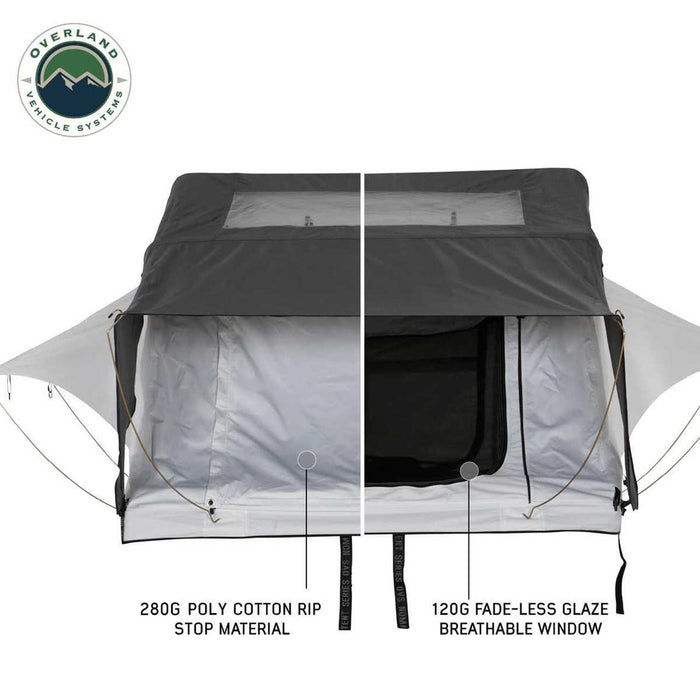 Overland Vehicle Systems HD Nomadic 3 Arctic White Extended Soft Shell Roof Top Tent