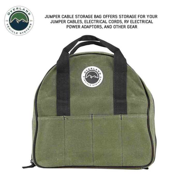 Overland Vehicle Systems Jumper Cable Storage Bag #16 Waxed Canvas