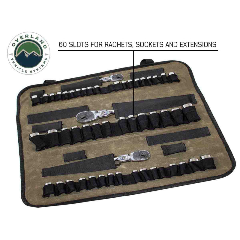 Overland Vehicle Systems Rolled Socket Organizer Storage Bag #16 Waxed Canvas