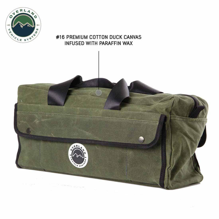 Overland Vehicle Systems Small Duffle Bag W/Handle & Straps #16 Waxed Canvas Storage
