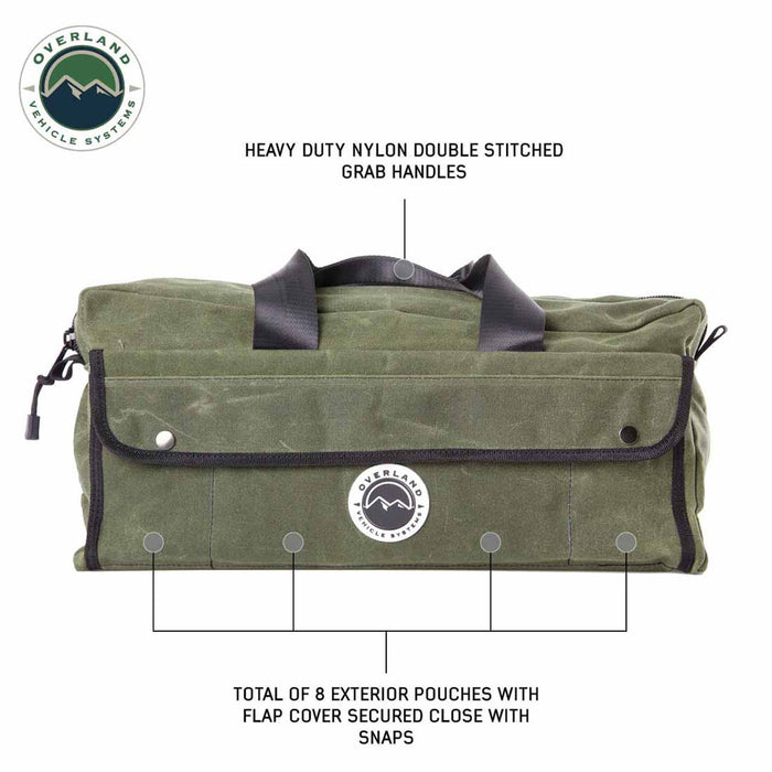 Overland Vehicle Systems Small Duffle Bag W/Handle & Straps #16 Waxed Canvas Storage