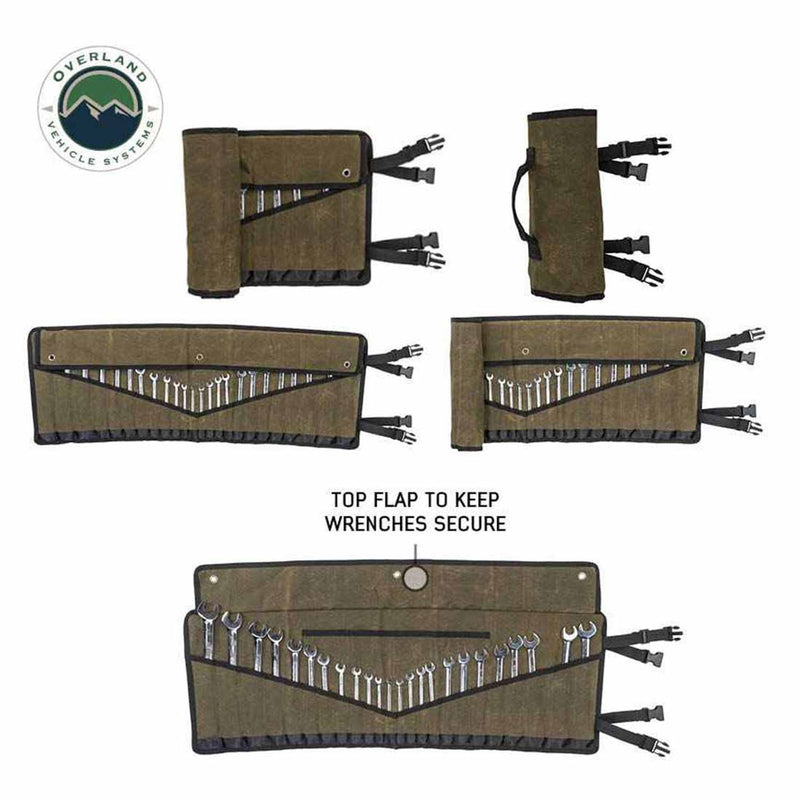 Overland Vehicle Systems Wrench Tool Roll #16 Waxed Canvas Storage