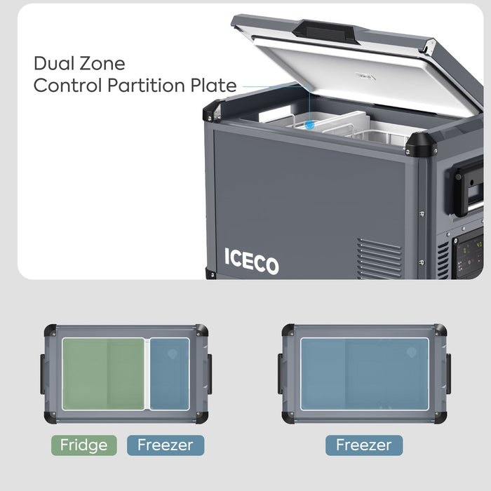 ICECO VL45ProD Dual Zone Portable Freezer Gray