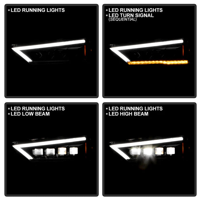 Spyder Apex Black LED Headlights W/Sequential Turn Signal for 4Runner (2014-2020)