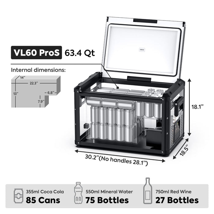 ICECO VL60ProS Single Zone Portable Freezer 60 LT