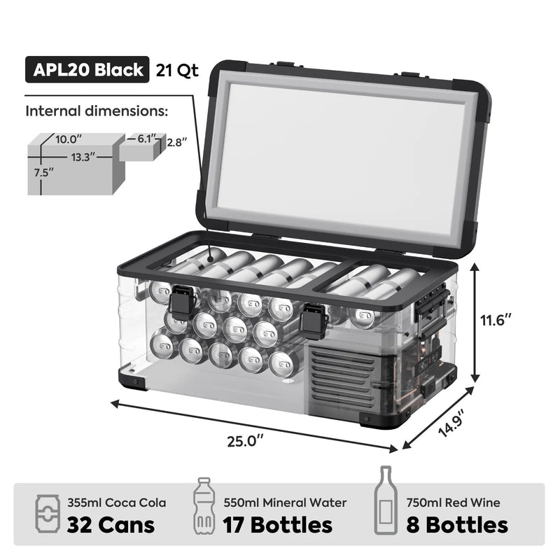ICECO APL20 Light Duty Aluminum Black Freezer Single Zone 20 LT