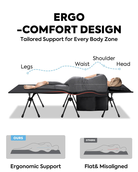 ICECO Portable L Size Camping Cot in Black
