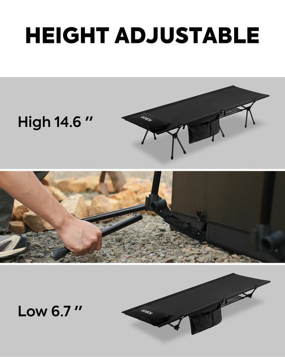 ICECO Portable L Size Camping Cot in Black
