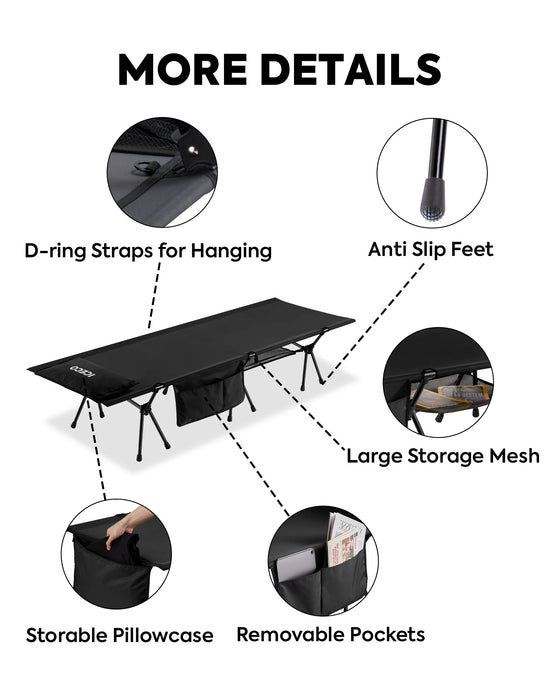 ICECO Portable L Size Camping Cot in Black