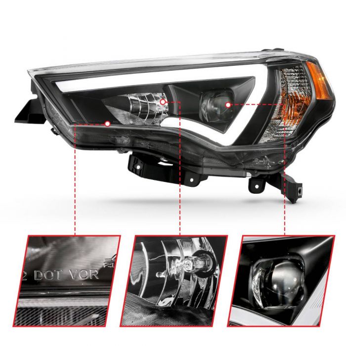 Anzo Projector Light Bar Style Black Headlights For 4Runner (2014-2024)