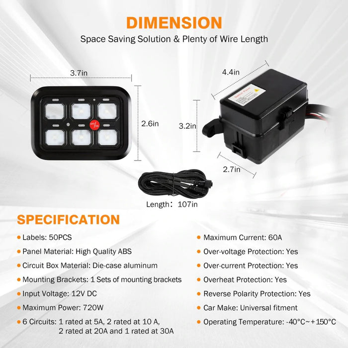 Auxbeam 6 Gang LED Switch Panel Kit — 4Runner Lifestyle Auxbeam 6 Gang LED Switch Panel Kit — 4Runner Lifestyle