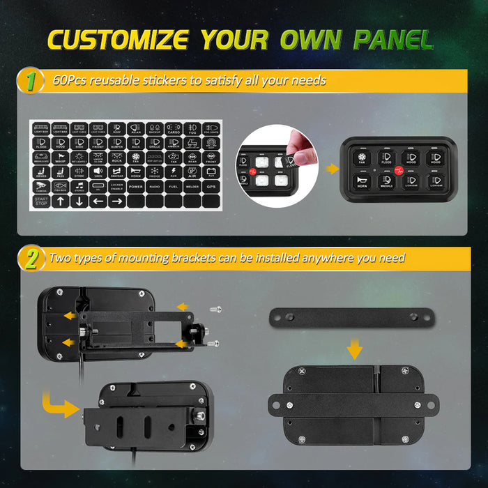 Auxbeam 8 Gang RGB Switch Panel Kit