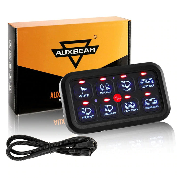 AUXBEAM RB80 RGB 8 Gang LED Panel Switch – On-Off Relay Control Circuit System Kit, 12V 60A