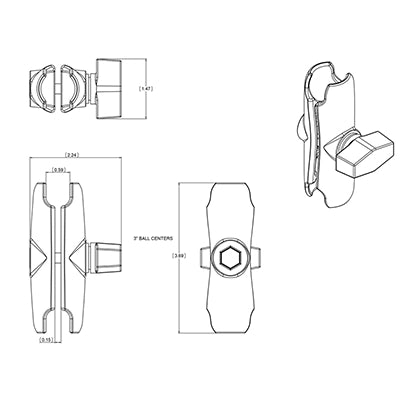 RAM Mounts Double Socket Arm - Medium