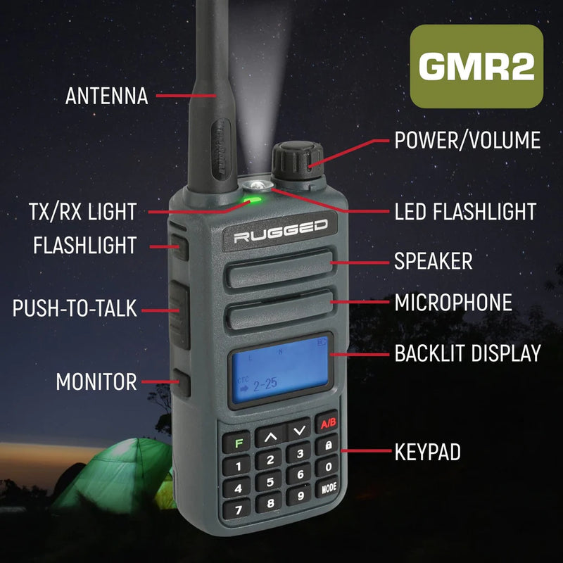 Rugged GMR2 Handheld GMRS/FRS Radios - Pair