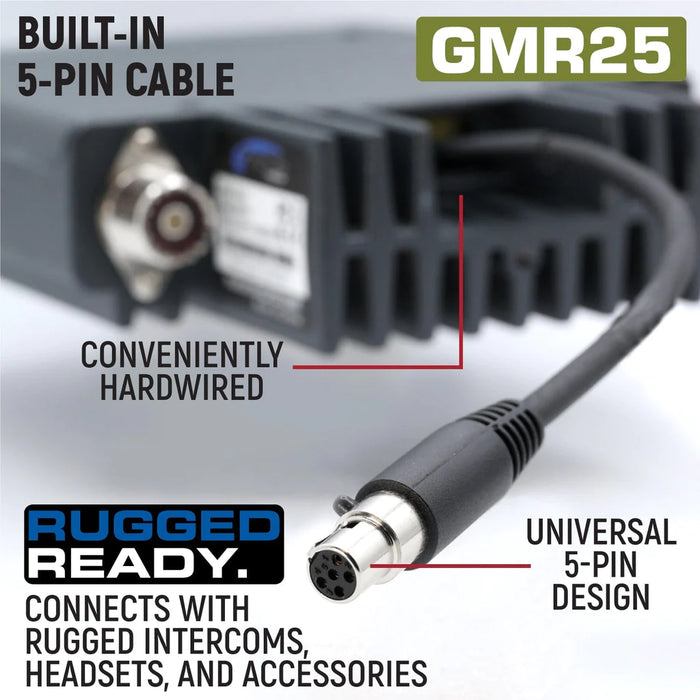 Rugged GMR25 Waterproof GMRS Band Mobile Radio w/ Antenna