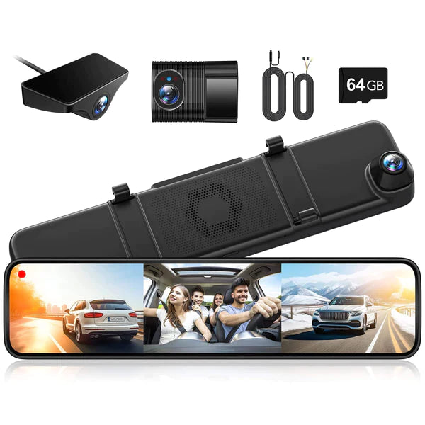 Wolfbox G890 3 Channel Dash Cam GPS Smart Rear View Mirror